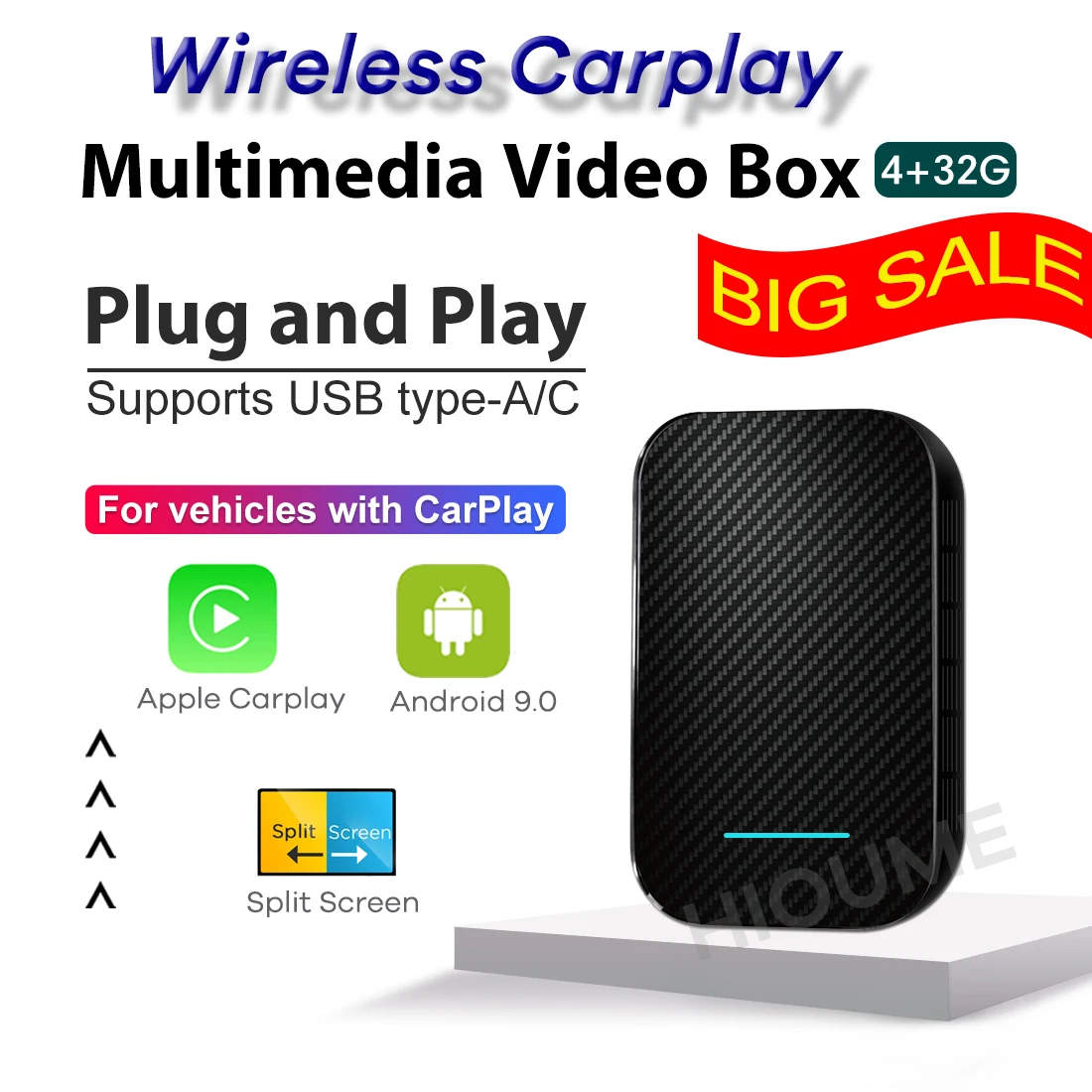 

Apple Carplay AI Box Android 9.0 4+32GCar Multimedia Player for Citroen Ford Chevrolet Hyundai Honda Nissan Kia Toyota VWcar