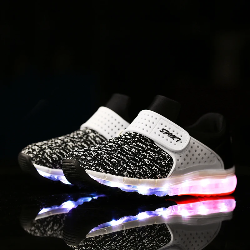 2018 Новая модная светодиодная USB светящаяся детская повседневная обувь