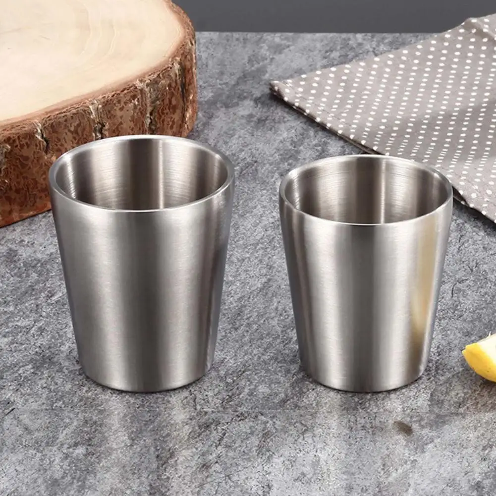

175ml/300ml Coffee Cup Double Layer Non-slip Heat Insulation Stainless Steel Metal Beer Cup for Beverage