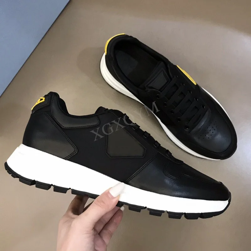 

Men Sneakers Real Leather Mixed Color Breathable Flats Casual Shoes Classic Low Top Sneakers Brand Designer Lace Up Sport Shoes