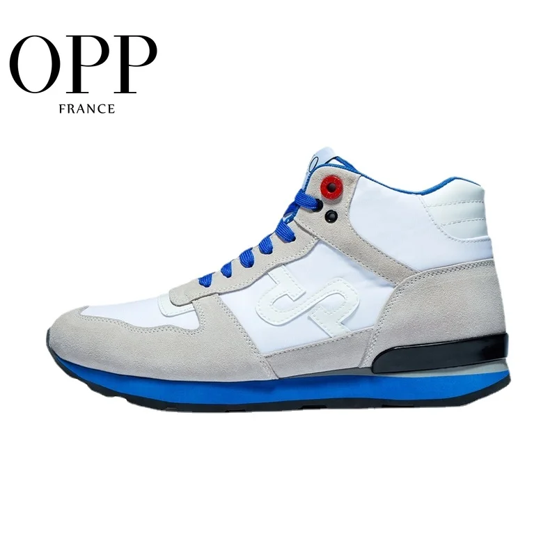 

OPP Men's Shoes High-top Shoes Leather Sports Street Boots Men's Causal British Fashion Wear Lace-up Sneakers Zapatos De Hombre