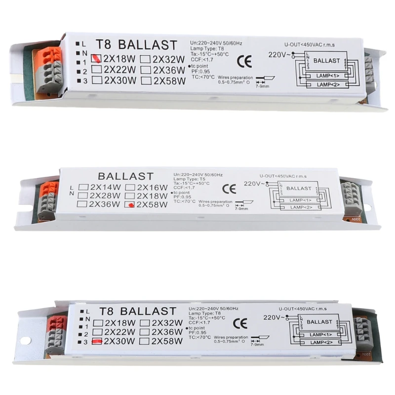 

T8 220-240V AC 2x58W Wide Voltage Electronic Ballast Fluorescent Lamp Ballasts X37B