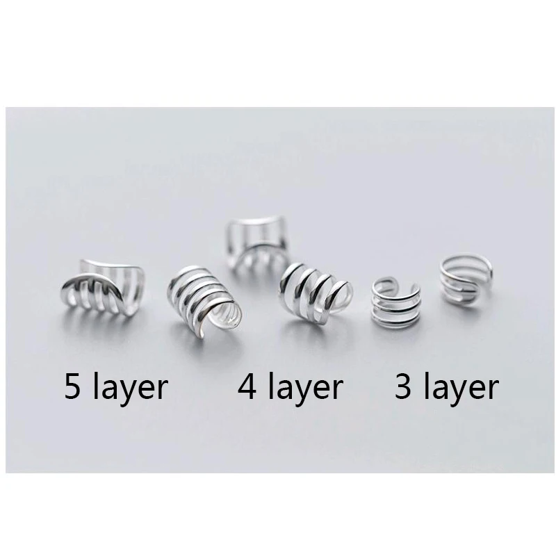 1 Pair 4 Layer Trustdavis,, 925 пробы, серебро, 3, 4, 5 слоев, запонки, клипсы, серьги для женщин, девушек, без серьги в стиле пирсинга, ювелирные изделия DA192 - Окраска металла: 1 Pair 4 Layer