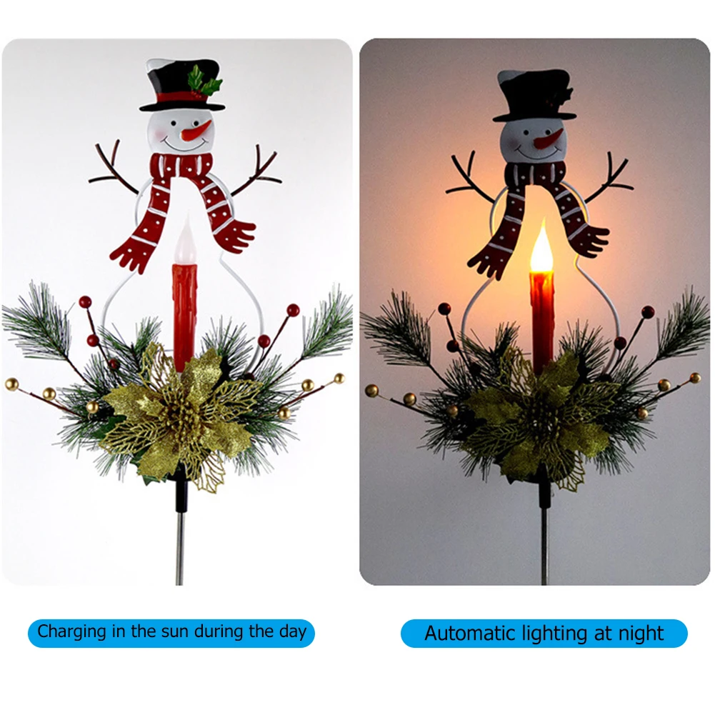 

2pcs LED Solar Snowman Plug Light Waterproof Christmas Ground Landscape Lamp Outdoor Lighting Patio Pathway Lawn Garden Decor