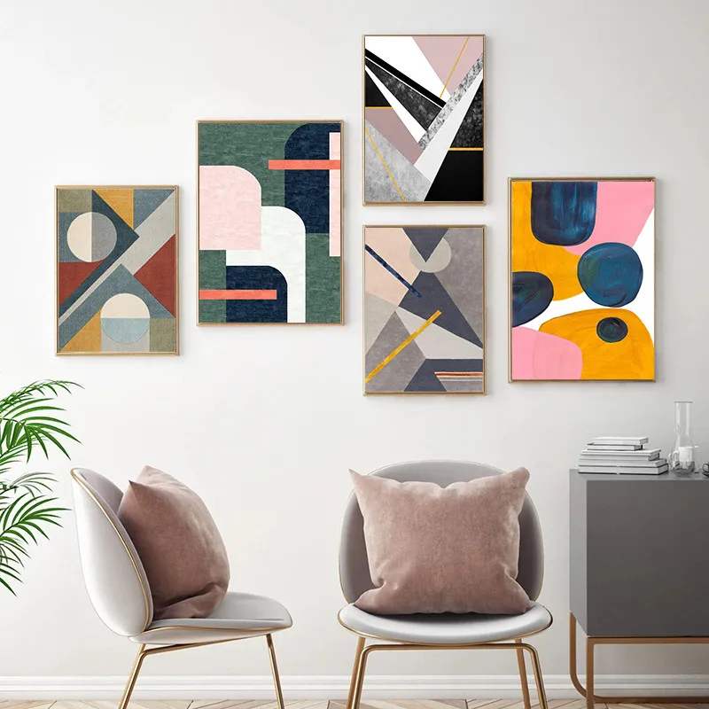 Nordic Abstract Geometry Home Decor Nordic Canvas Painting Wall Art Modern Luxury Art Decor Posters and Prints for Living Room