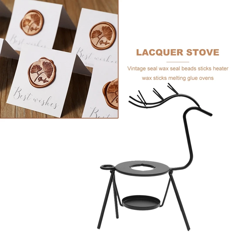 

Wax Seal Kit Candle Furnace Melting Wood and Metal Spoon for Wax Sealing Stamp Minimalist Stove DIY Crafts Tool