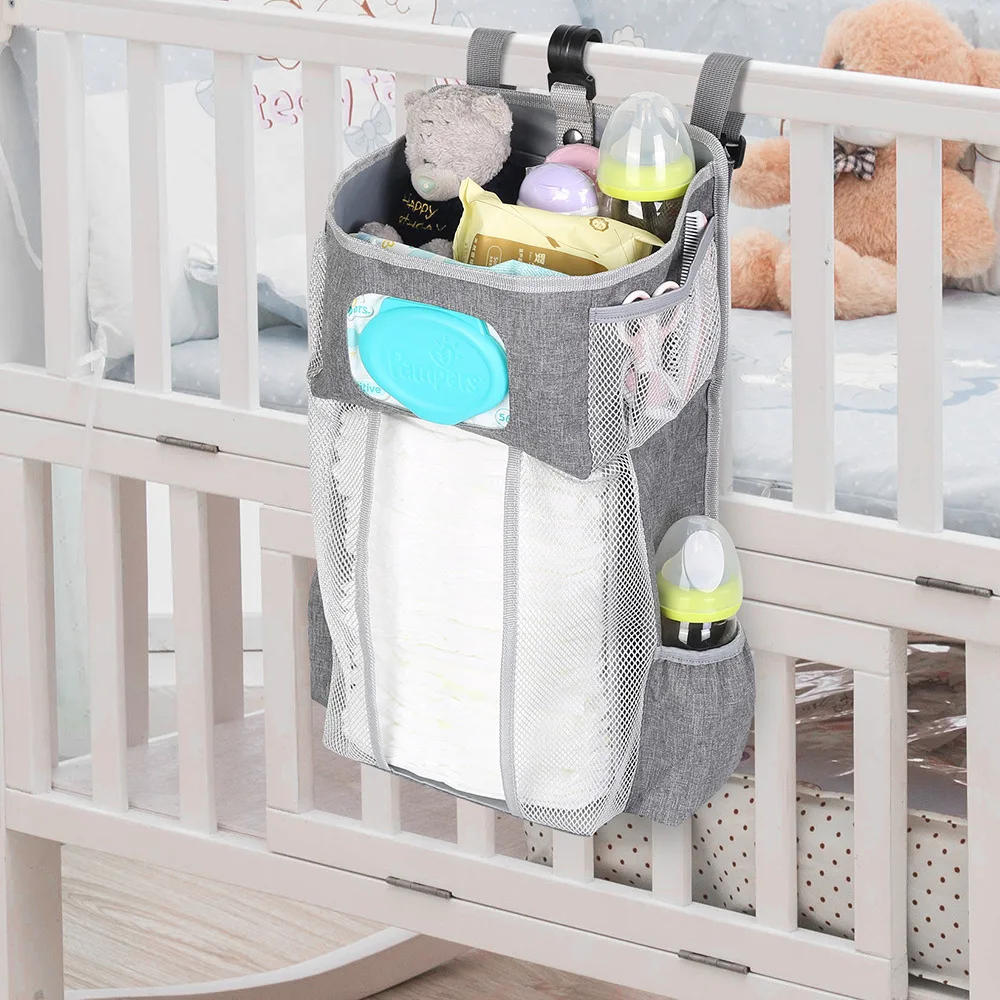 

Foldable Baby Crib Hanging Bag, Bedside Storage Bag, Multifunctional Detachable Bedside Diaper Toy Storage Bag
