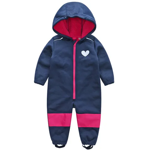 navy thick fleece 1 Детский флисовый комбинезон для мальчиков; комбинезоны для девочек с флисовой подкладкой; ветрозащитный и водонепроницаемый - Цвет: navy thick fleece 1