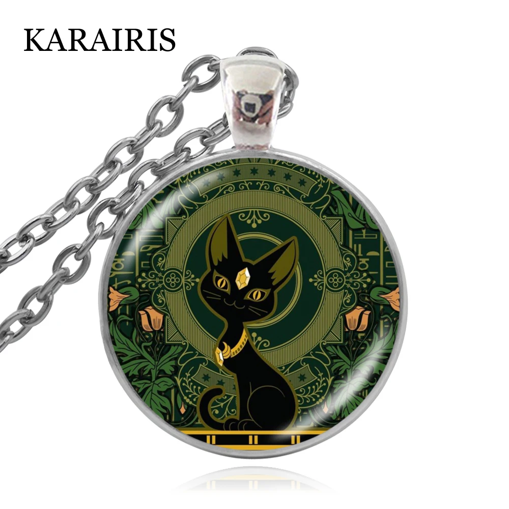 

KARAIRIS New Ancient Egyptian Cat God Necklace Egypt Lord Pendant Handmade Glass Necklace Women Man Jewelry Amulet Accessories