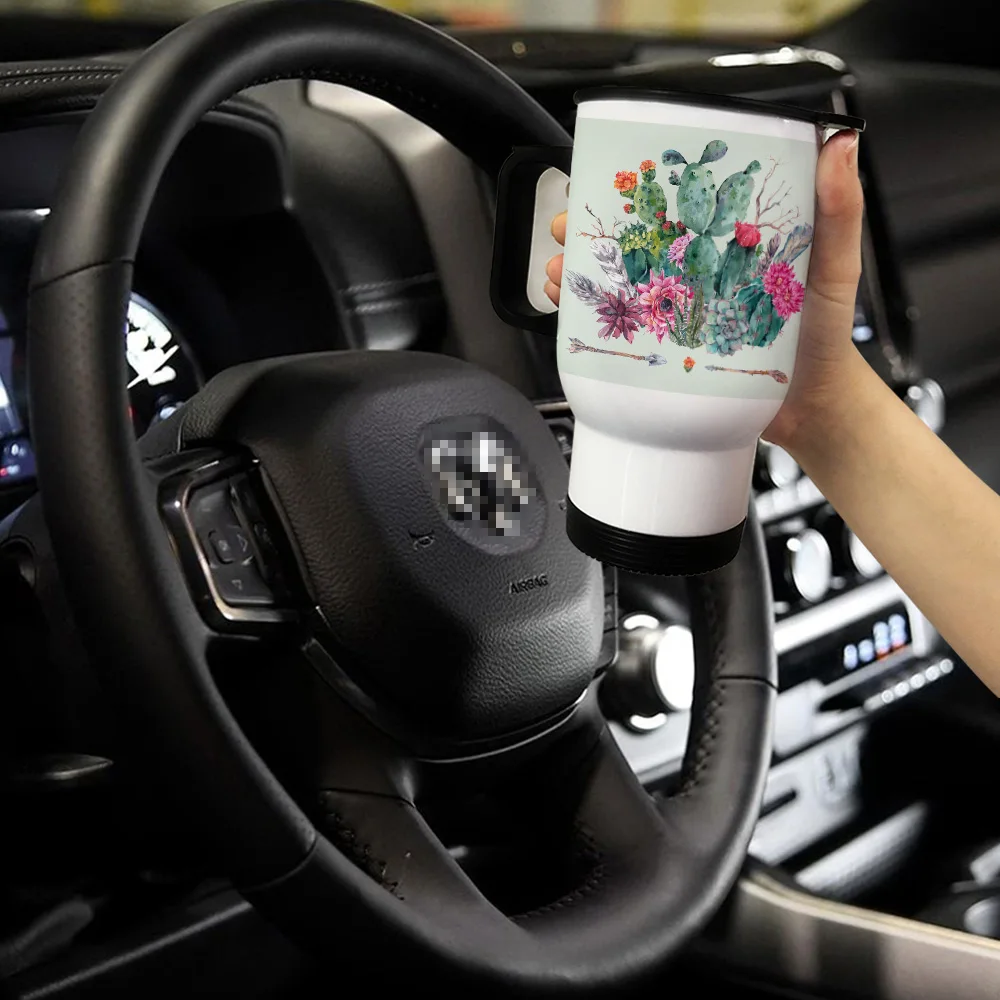 Cactus Flower Green Travel Mugs Tumblers Coffee Mug Tumbler Spill Proof Easy Clean Doctor Unisex Dad Large | Дом и сад