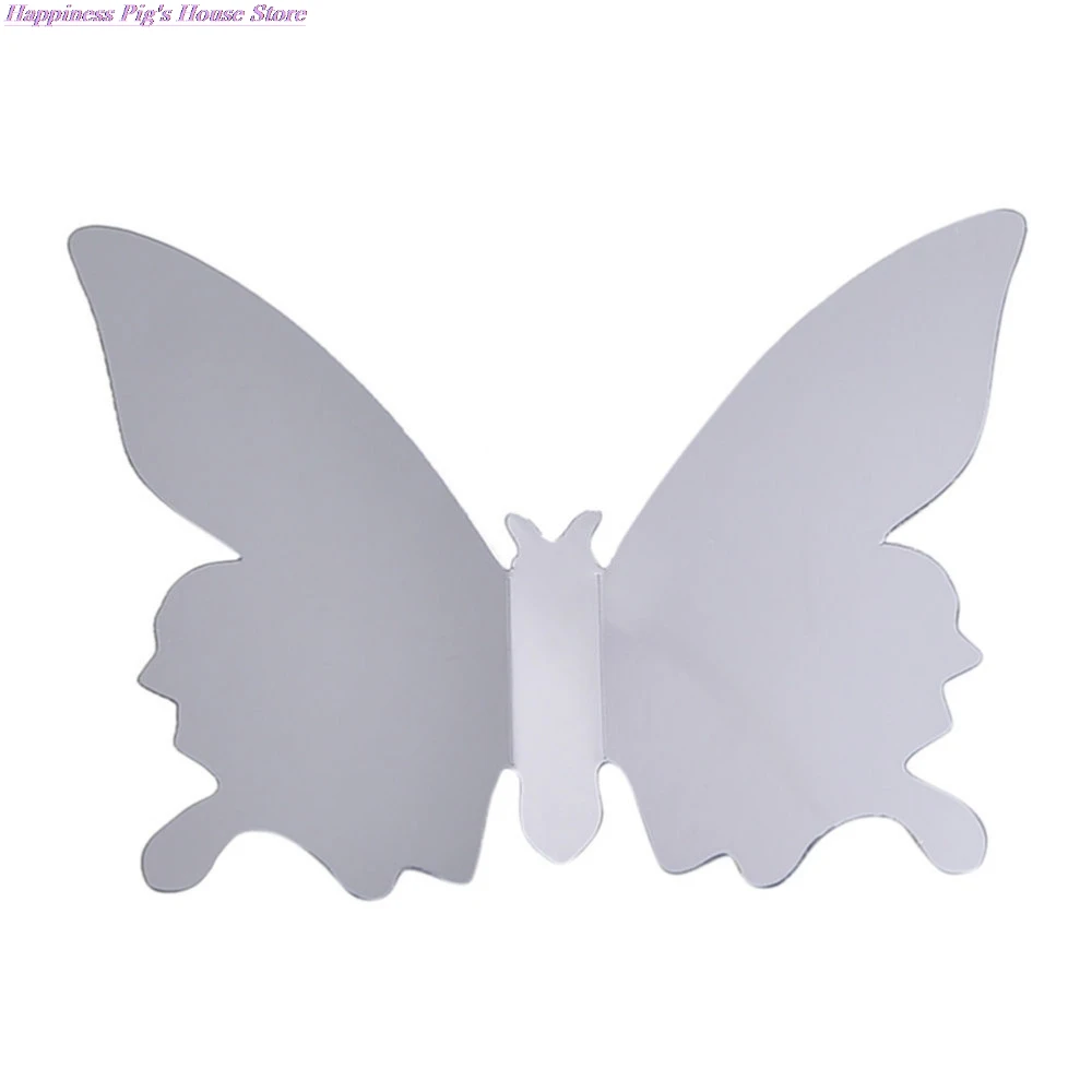 

12 шт./компл. DIY украшения для дома зеркальные Серебристые 3D наклейки на стену с бабочками вечерние обои для свадебного декора