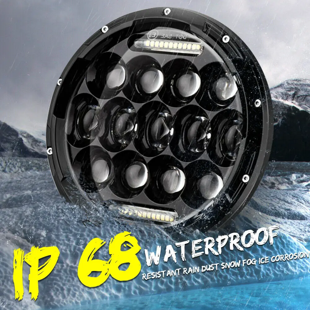 Braveway 7Inch Led Headlights 12V 24V High Low Beam Round DRL Running Lights for Cars Urban Motorcycle Lada Niva Offroad UAZ 4x4 |