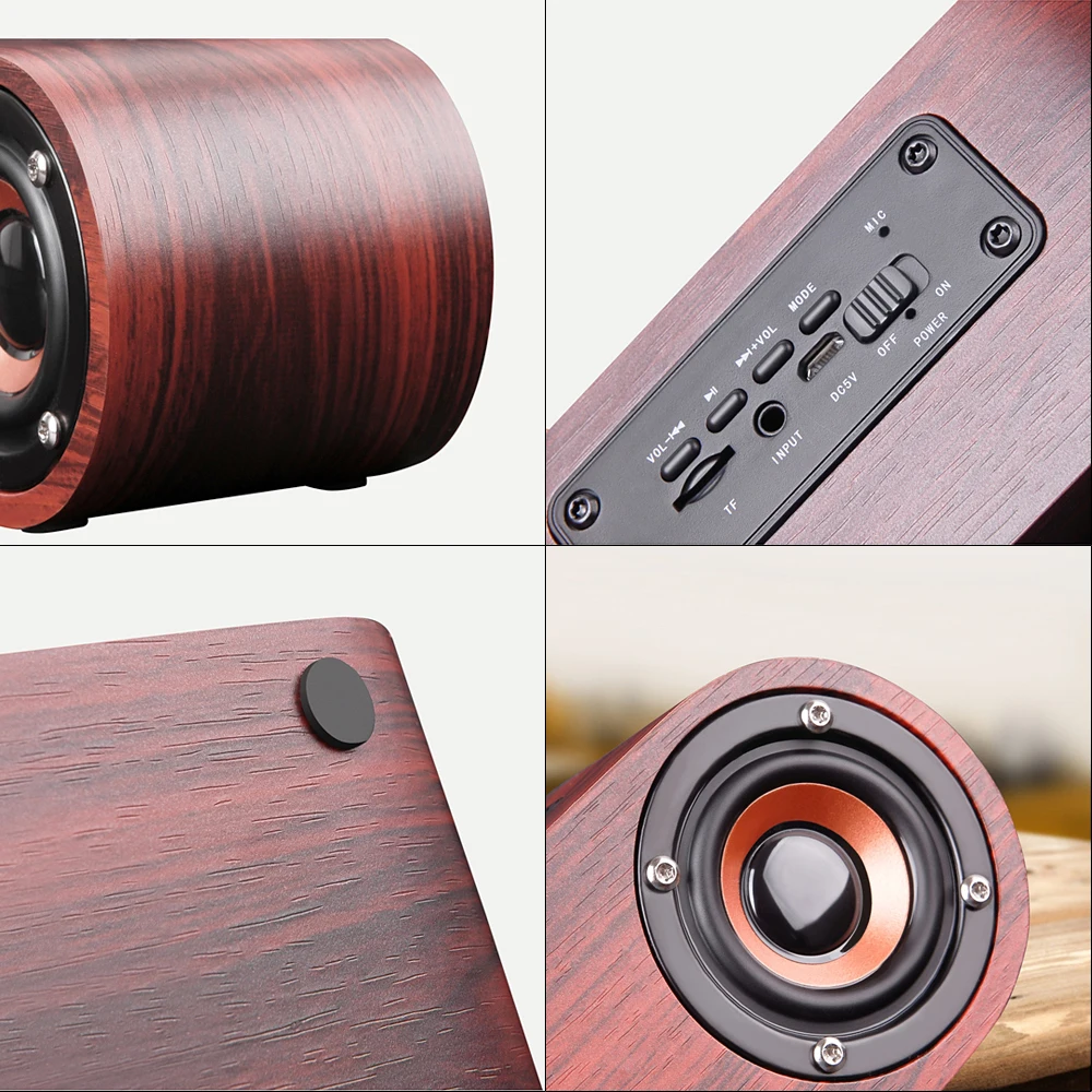 

Q8 6W Wooden Double Horn 4.2 Bluetooth Wireless Speaker Support AUX Cable Connection/TF Card Playback for Smartphone/PC/MP3