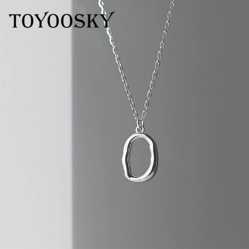 

Irregular Concave 100% 925 Sterling Silver Hollow Oval Pendant Necklace For Women Decoration Minimalist Fine Jewelry