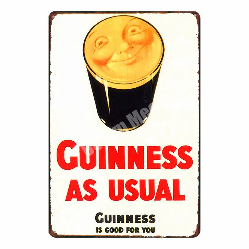 L Guinness хорошо для вас табличка металлическая пластина Бар Паб Клуб декоративный знак пиво плакат винтажный Декор Бар рекламный знак MN107 - Цвет: L
