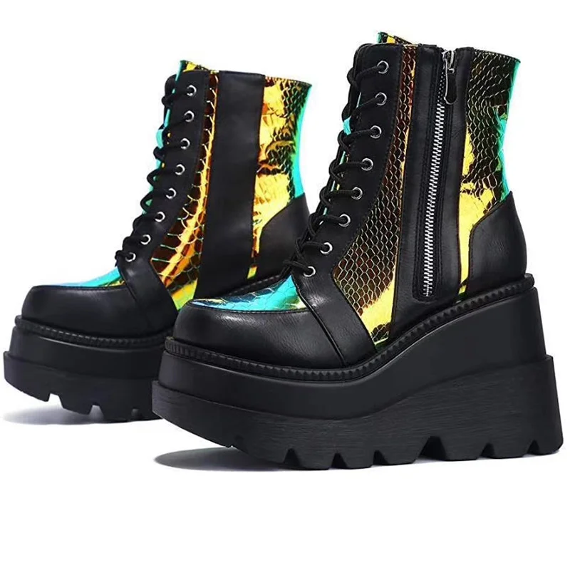 Женские ботильоны на каблуке ботинки платформе и высоком Женская модная обувь