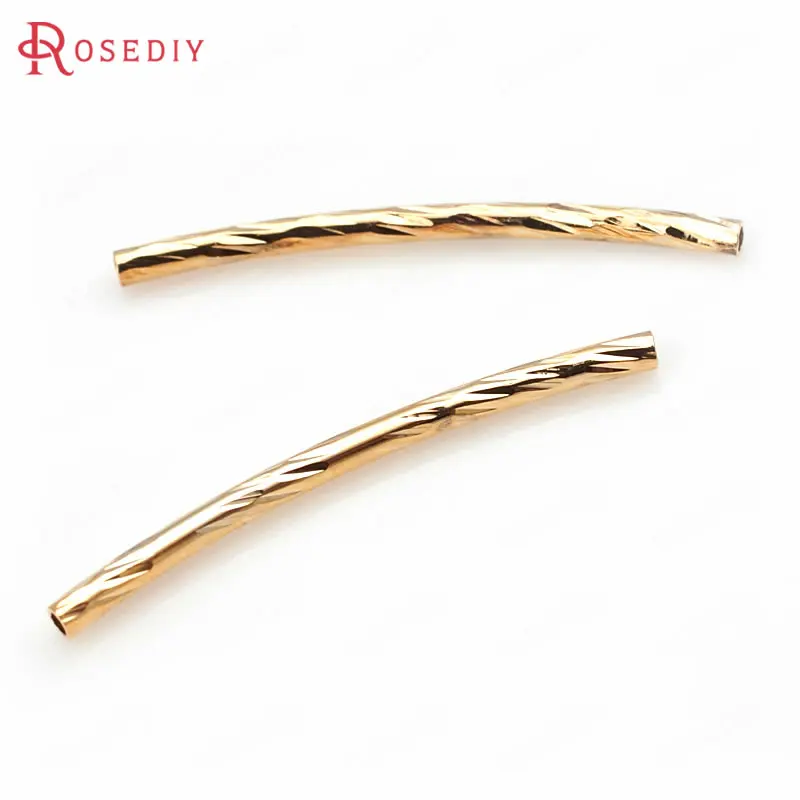 

(F593)10 pieces 25mm High Quality Champagne Gold Color Brass Bracelets Arcuated Twisted Tube Jewelry Findings Accessories
