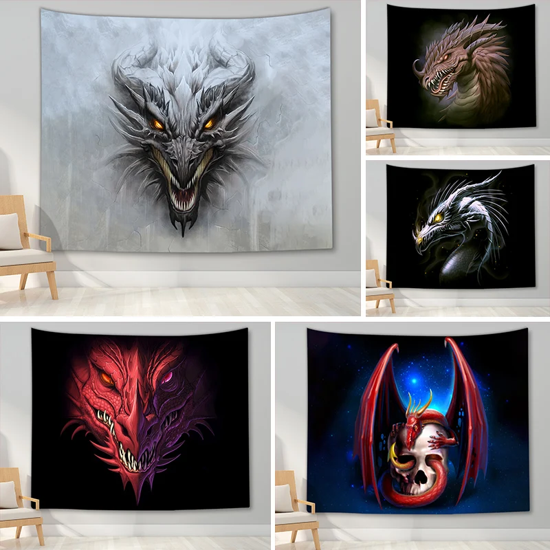 Настенный гобелен в виде дракона психоделический стиле Триппи фэнтези настенное