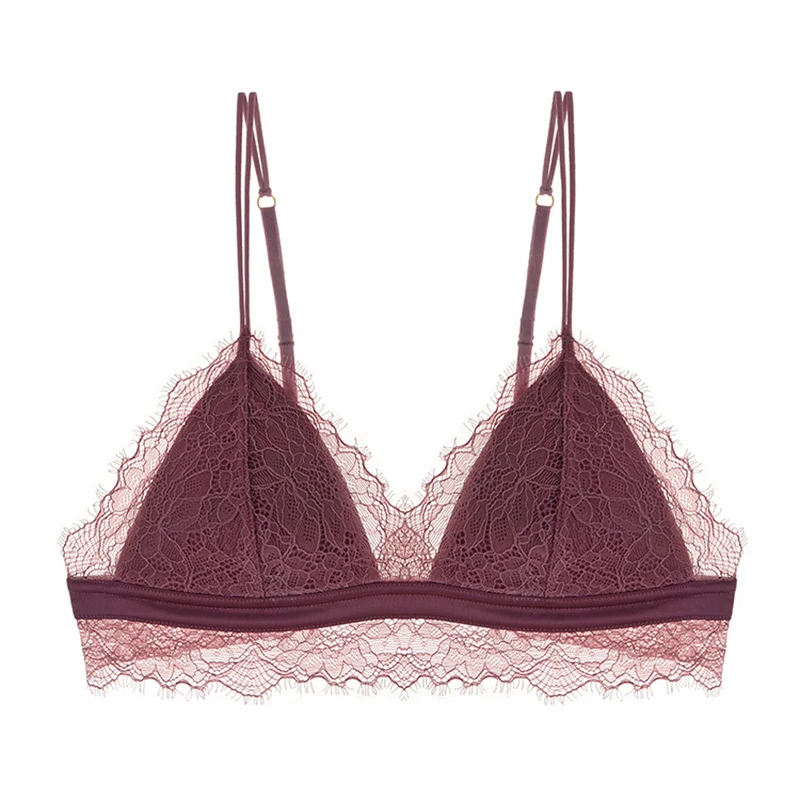 Бюстгальтер женский кружевной с треугольными чашечками тонкий бюстгальтер на