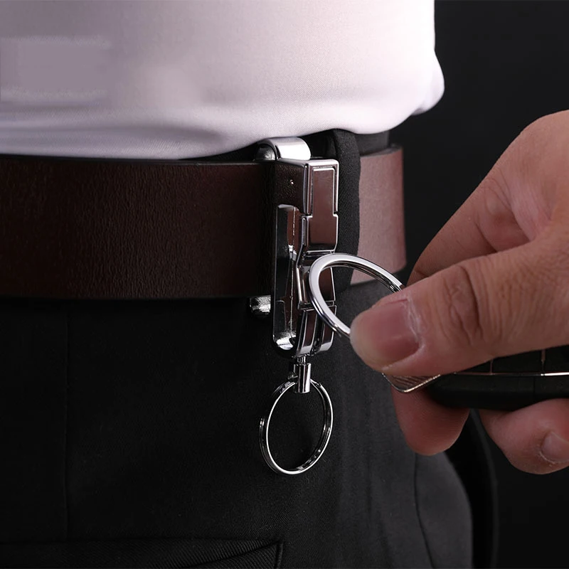 Брелок для ключей мужской двойной металлический аксессуар с двойным кольцом