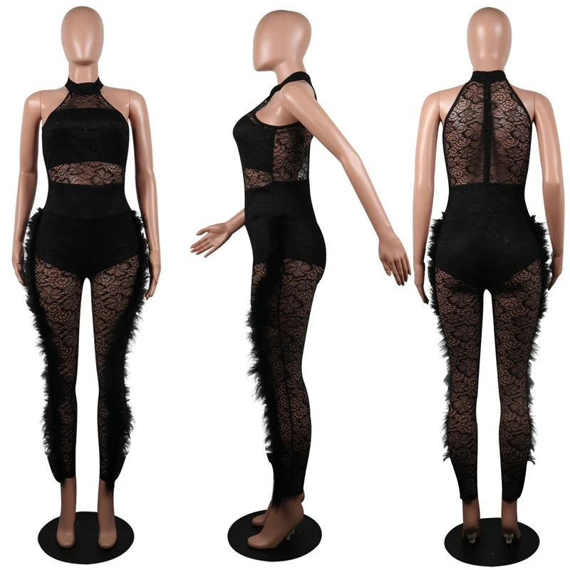 

Sexy Sexy Women Jumpsuits Mesh Sheer Hollow Festival One Piece Club Outfits Streetwear Rave Festival Night Club Y2k Clothing