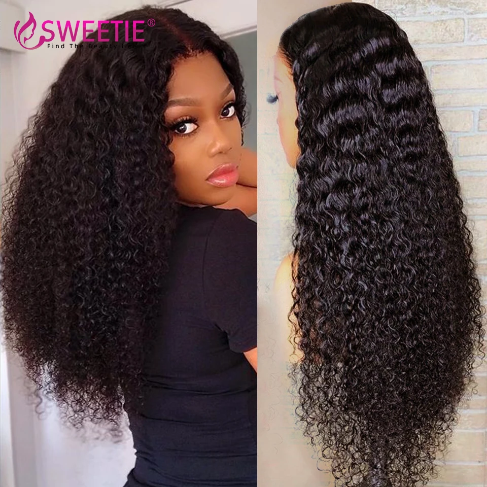 30 Inch Brazilian Curly 13x4 Lace Front Human Hair Wig 180% Density Glueless Human Hair Wig For Black Women 4x4 Lace Closure Wig