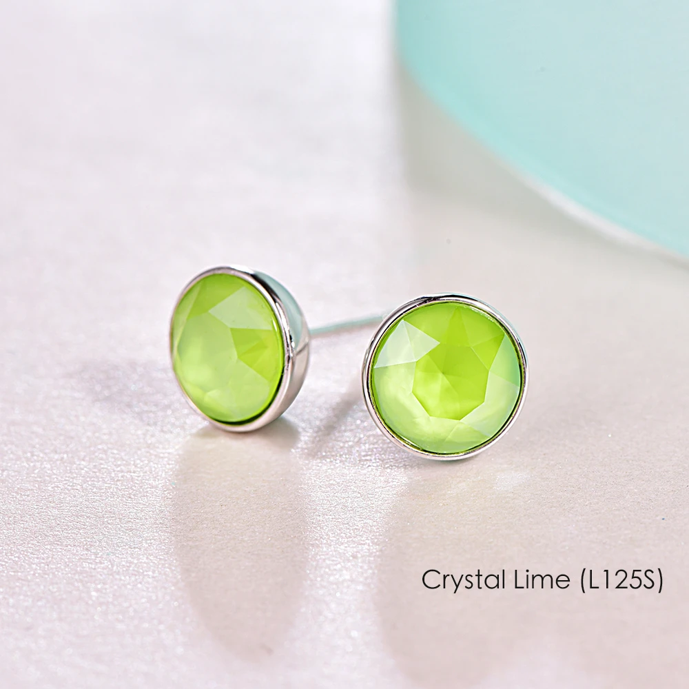 Crystal L125S Кристаллы из серьги с кристаллами Сваровски стерлингового серебра круглые Сережки для пирсинга для женщин стильные серьги-гвоздики Свадебные офисные украшения - Окраска металла: Crystal L125S