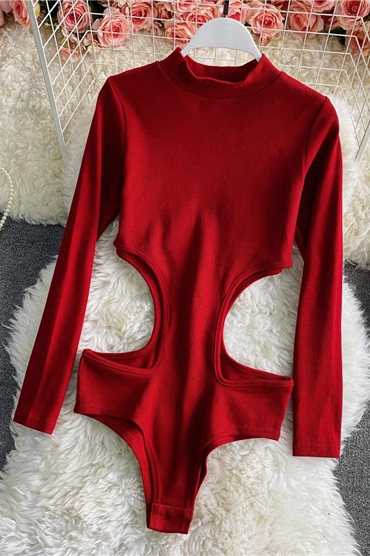 

Hollow waist solid color wide leg bodysuit femme bodysuits short off shoulder jumpsuits woman rompers for women hot playsuit