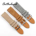 Onthelevel Новый ремешок для часов ручной работы из натуральной замши, кожаный ремешок для часов 18 мм, 20 мм, 22 мм, серый, коричневый сменный ремешок для часов, аксессуары