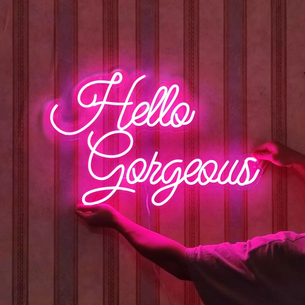 Светодиодный неоновый знак "Привет, красотка" на заказ, розовый, для освещения спальни, свадебной вечеринки, комнаты в доме, декора стен. Игра Among US включена.