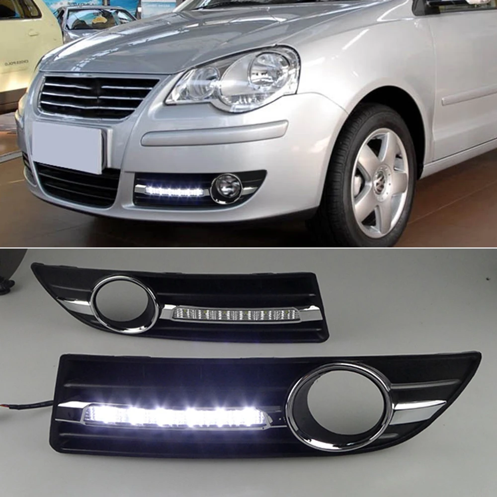 CSGJMY 2 шт. для Volkswagen VW Polo 2005 2006 2007 2008 2010 светодиодный DRL Дневной светильник Аварийные
