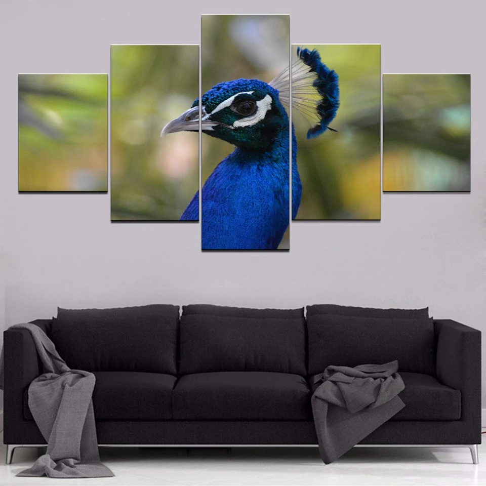 Картины на холсте для украшения дома 5 шт. картины с животными павлин Настенная
