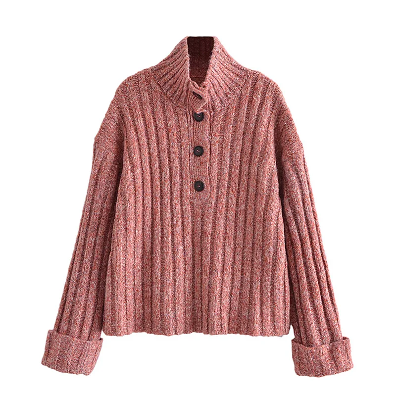 

Женский вязаный свитер в рубчик za, модный толстый теплый мягкий свитер с длинным рукавом и высоким воротником, в винтажном стиле, 2021