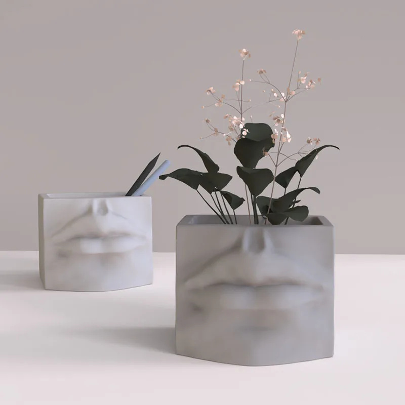 

Silicone lips Pot Mold Concrete Candle Vessel Mold Cement Planter Mold DIY Flower Pot Mold 3D Storage Box Mold