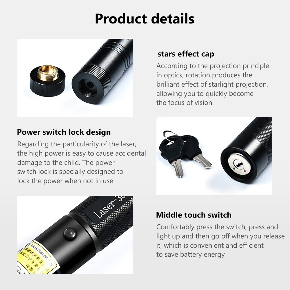 Зеленая красная лазерная указка 5 мВт Высокая мощность 532 нм 650 точечный