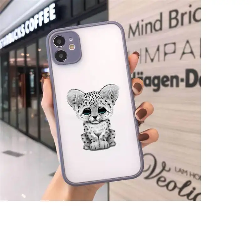 

Leopard cartoon cute Phone Cases matte transparent For iphone 7 8 11 12 plus mini x xs xr pro max cover