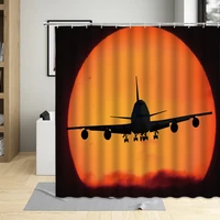 airplane bathroom shower curtain helicopter fighter printing cartoons aircraft kids bathtub curtain home decor screens with hook