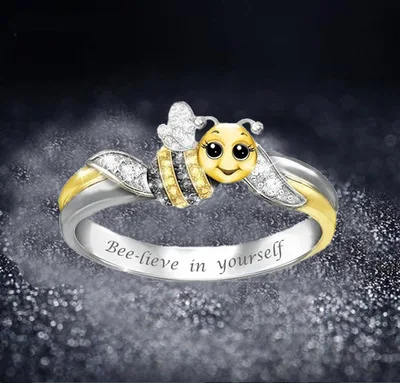 Новинка сплав круглая Милая пчела женские Свадебные обручальные Саржевые кольца