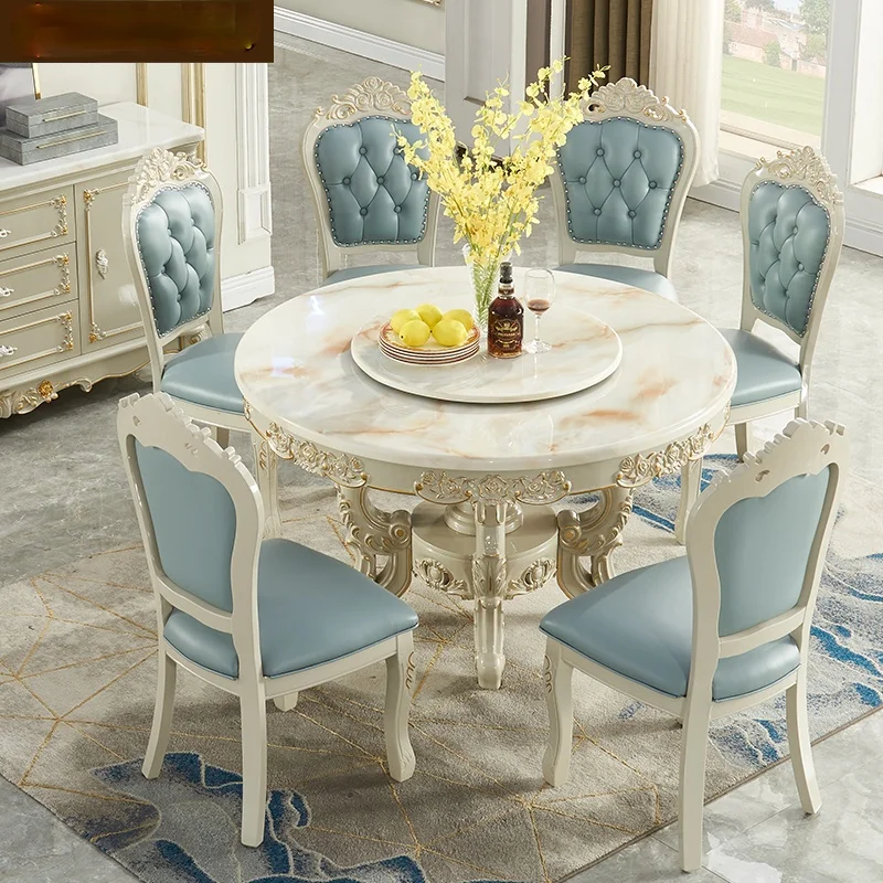 Набор обеденных столов и стульев в европейском стиле из массива дерева с