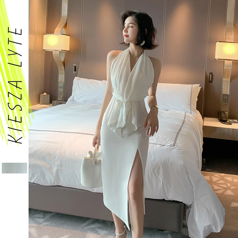 Женское коктейльное платье Белое Облегающее с рюшами и открытой спиной вечерние