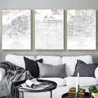 Черно-белая карта города Китая Пекин Шанхай Гонконг настенное Искусство Холст плакат печать в скандинавском стиле живопись Гостиная дом De