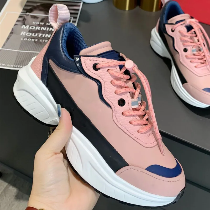 

Mesh Breathable Woman Shoes Mixed Color Sneakers Woman Thick Bottom Shoes Lace Up Soft Casual Couple Shoes Round Toe Shoes 2021