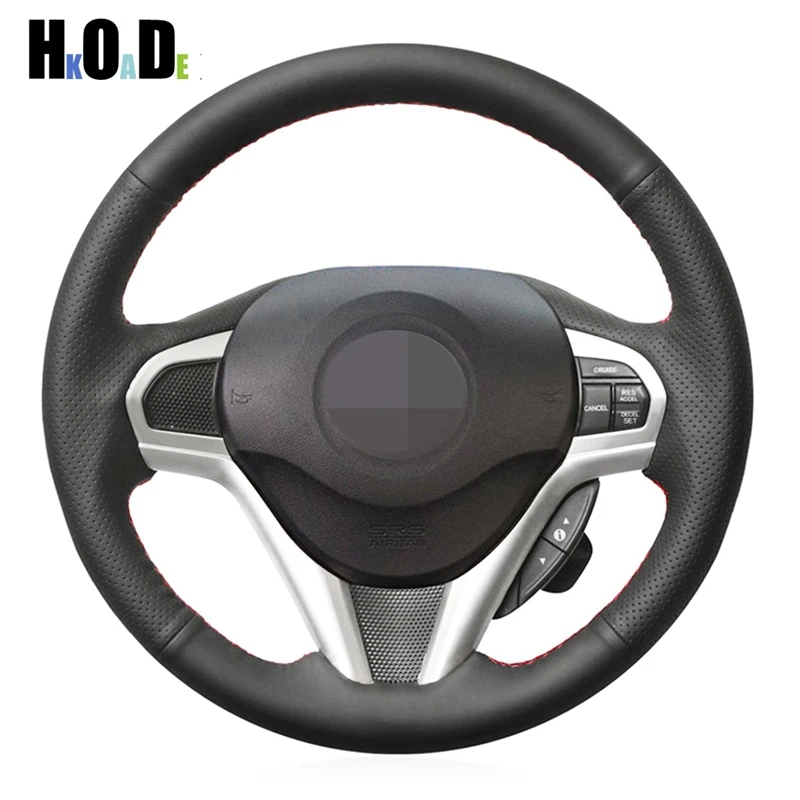 Чехол на руль из искусственной кожи DIY черные сшитые вручную Чехлы рулевого