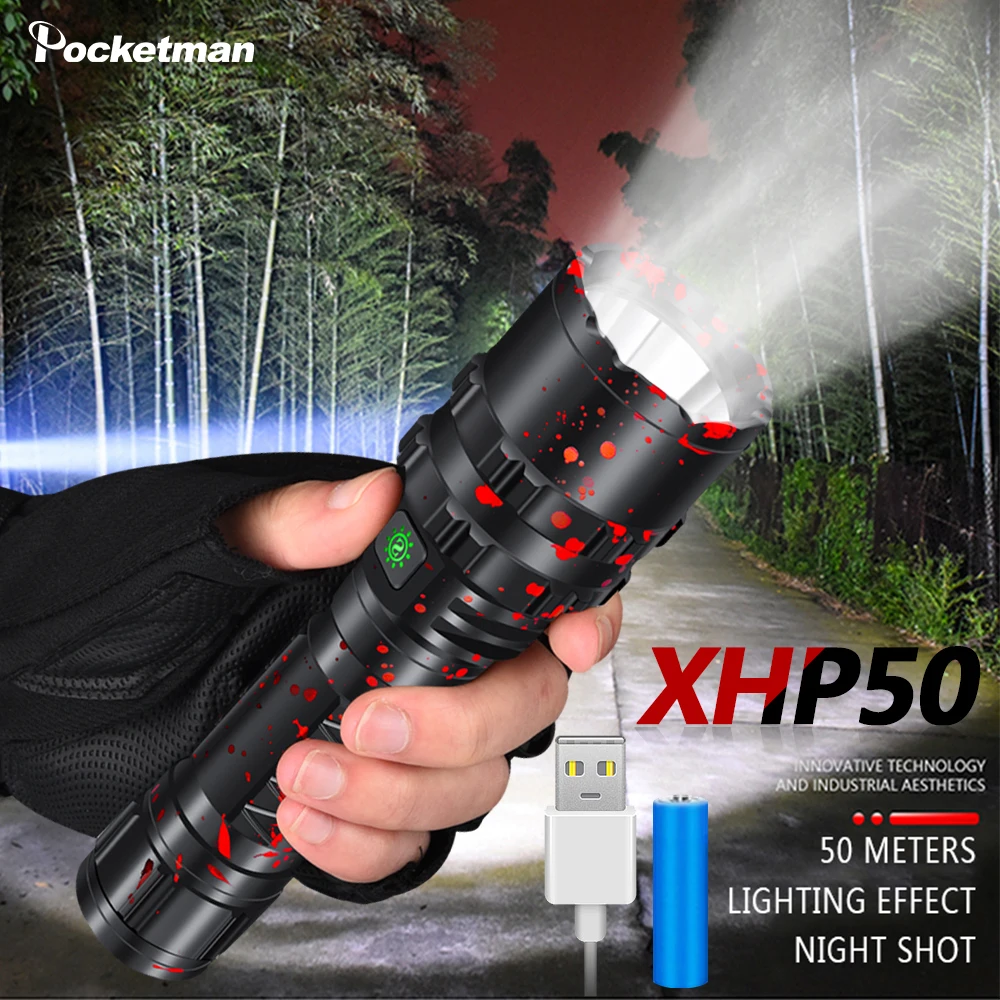 Фонарик X-Lamp мощный светодиодный фонарик XHP50.2 L2 USB-зарядка водонепроницаемый