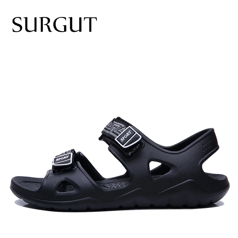 Мужские пляжные сандалии на липучке SURGUT черные классические для прогулок