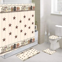 rustic country star shower curtain sets with non slip rugs toilet lid cover and bath mat christmas farmhouse bathroom decor rug