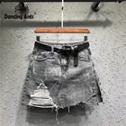 Женская джинсовая юбка-трапеция с высокой талией, свободные шорты большого размера в Корейском стиле, Офисная рваная юбка, весна-лето 2020