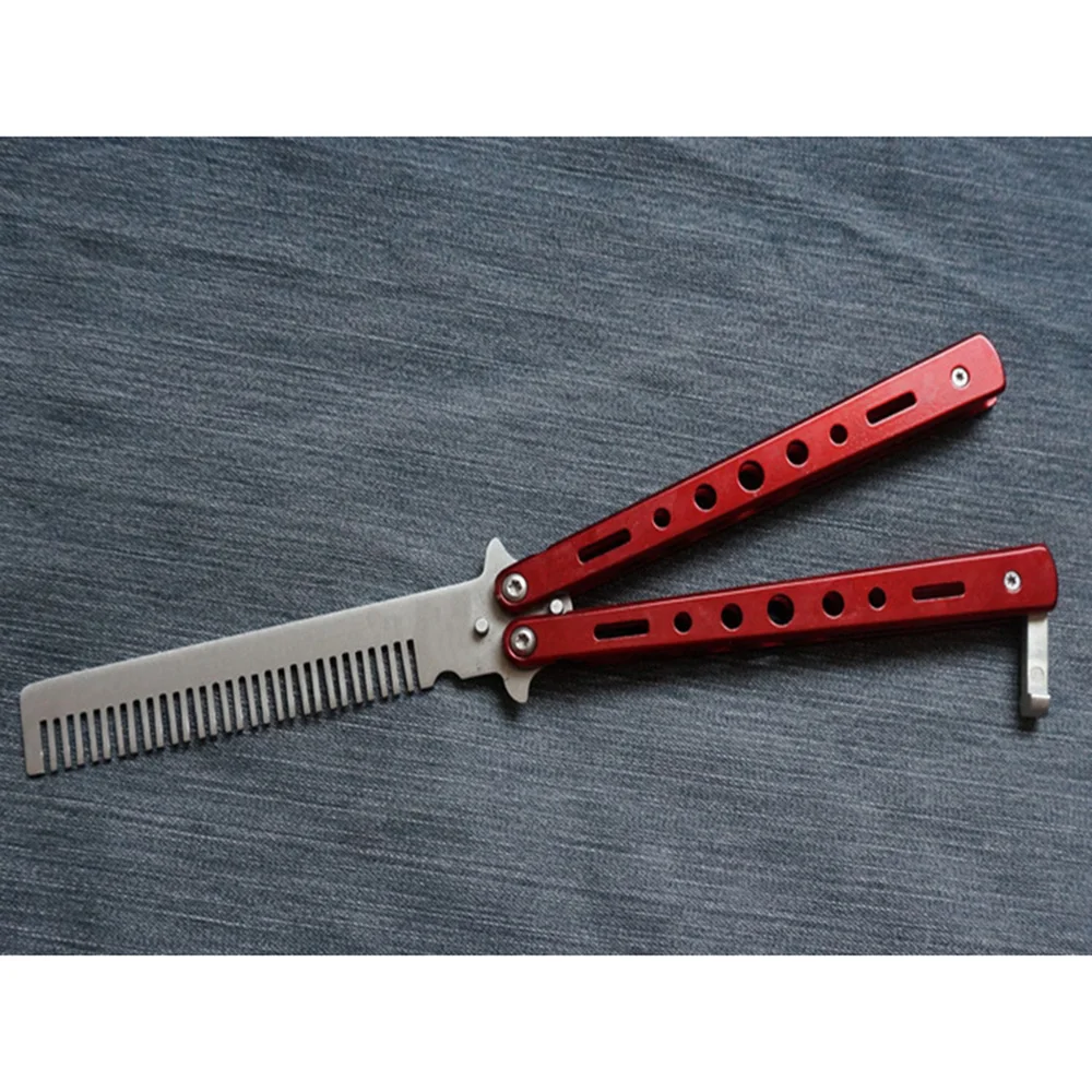 

Professional Salon Stainless Steel Folding Practice Training Comb Comb Trainer for Beginner (Red)