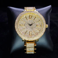 missfox big gold round watch man diamond blingbilng luxury business gentleman wristwatch hiphop unique style quartz watches men