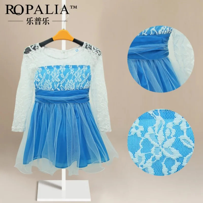 2-11 Years Children Girls Blue Clothing Wedding Evening Pretty Girl Dress Princess Party Pageant Lace Tulle | Детская одежда и